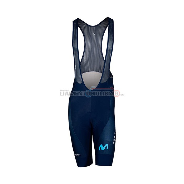 Abbigliamento Ciclismo Movistar Manica Corta 2022 Scuro Blu Celeste